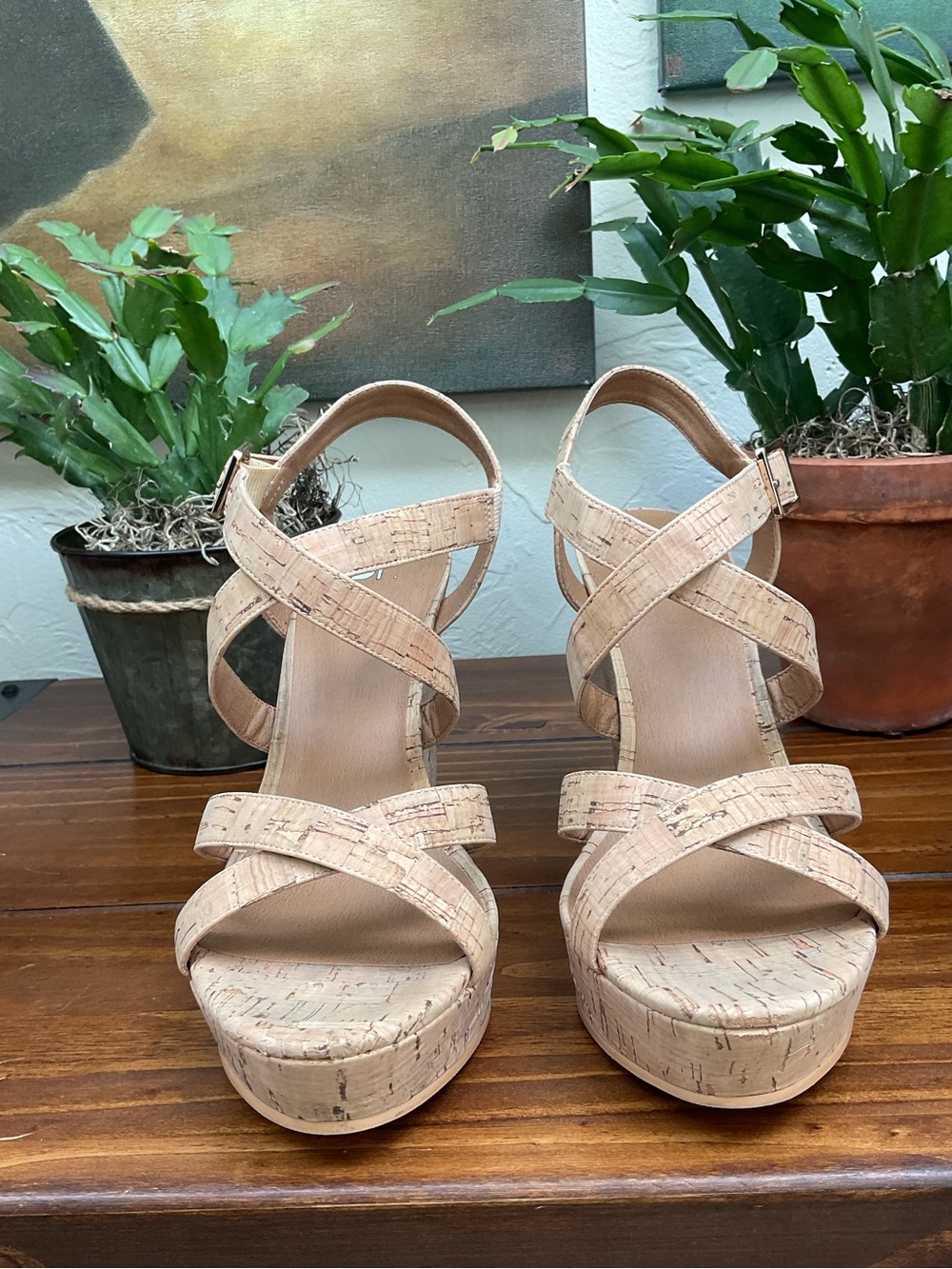 CORK WEDGE SANDALS